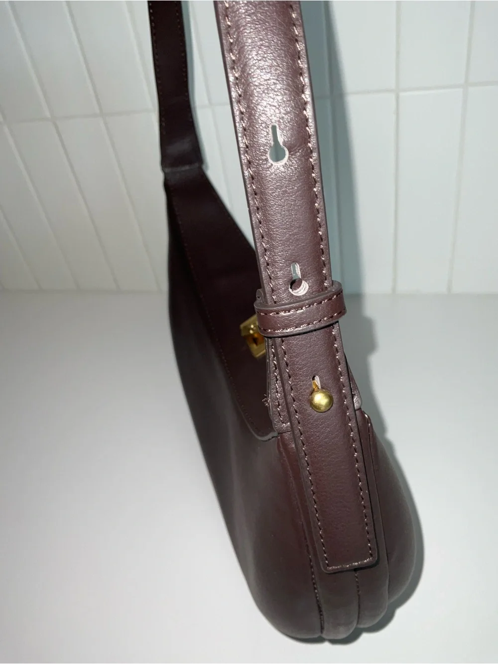 J. McLaughlin Molina Brown Crescent Leather Shoulder Bag